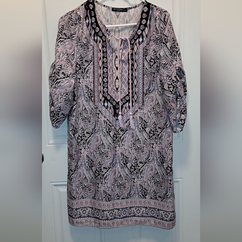 Women's Urban Coco Boho Paisley Pattern Coverup With Sinched Arms, Size Med
